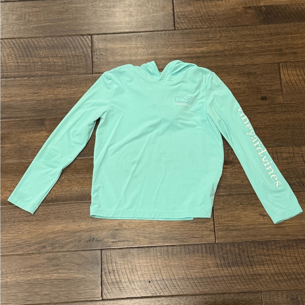 Vineyard Vines Girls Long Sleeve Performance Shirt with Hood, Size Small 5-6
